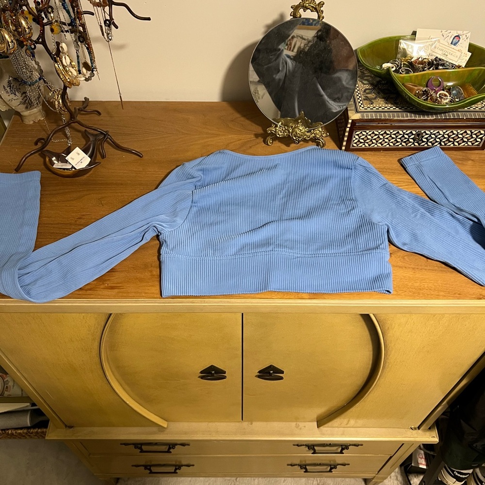 Garage Blue Ribbed Long Sleeve Top - Picture 2 of 2
